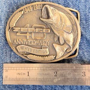 ZEBCO 40TH ANNIVERSARY BELT BUCKLE 1949-1989 LIMITED EDITION